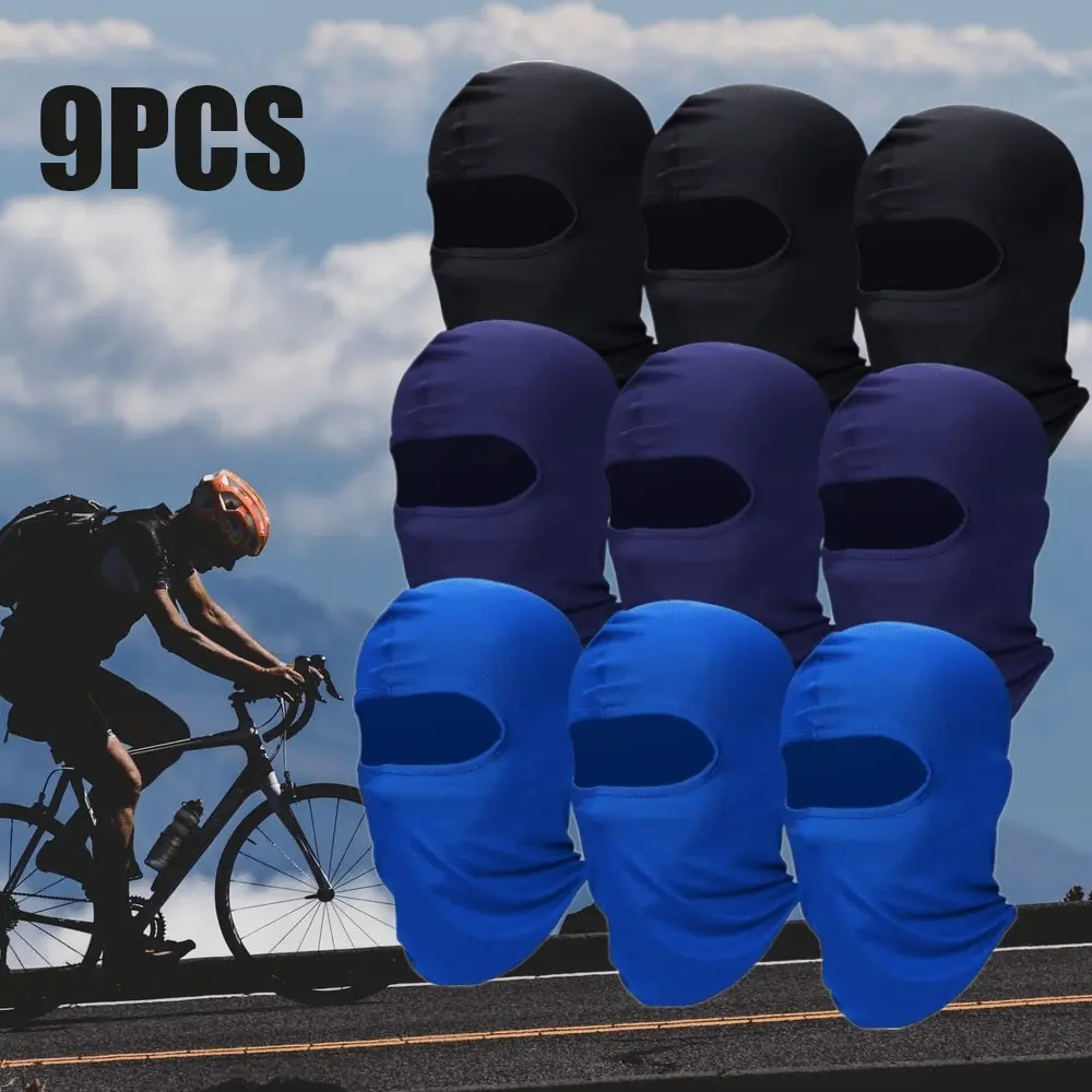 9pcs Outdoor Balaclava Face Mask Set, Fashion Sports Mask for Men Women, Solid Color Ski Mask for Men, Full Face Cover Protection Face Mask, Balaclava for Outdoor Motorcycle Cycling Hiking Fishing, Birthday Gifts, Father's Day Gift