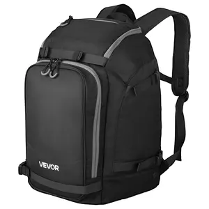VEVOR Ski Boot Bag,  55L, Snowboard Boots Travel Backpack for Men Women, with Waterproof Exterior & Bottom, Durable 1680D Oxford, Bag for Skis, Snowboard, Helmet, Goggles, Gloves, Accessories (Black)