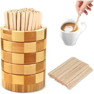 101 Pcs Coffee Stirrers Holder Set 1 Pcs Stirrers Holder 100 Pcs Disposable Stir Straws for Coffee Bar Coffee Stir Sticks For Coffee Milk Cocktail Tea Drinks Stirrer Straw Holder Home Kitchen