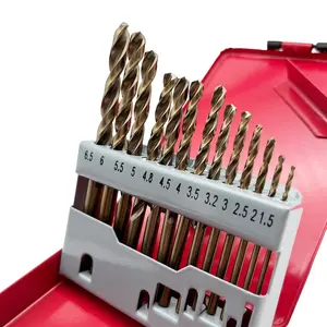 13 PCS HSS M35 Cobalt Twist Drill Bit, High Speed Steel Shank Drill Bits Set, Full Ground Twist Drill Bits, Heavy Duty, Drilling Metal and Steel hard metal Tool Box