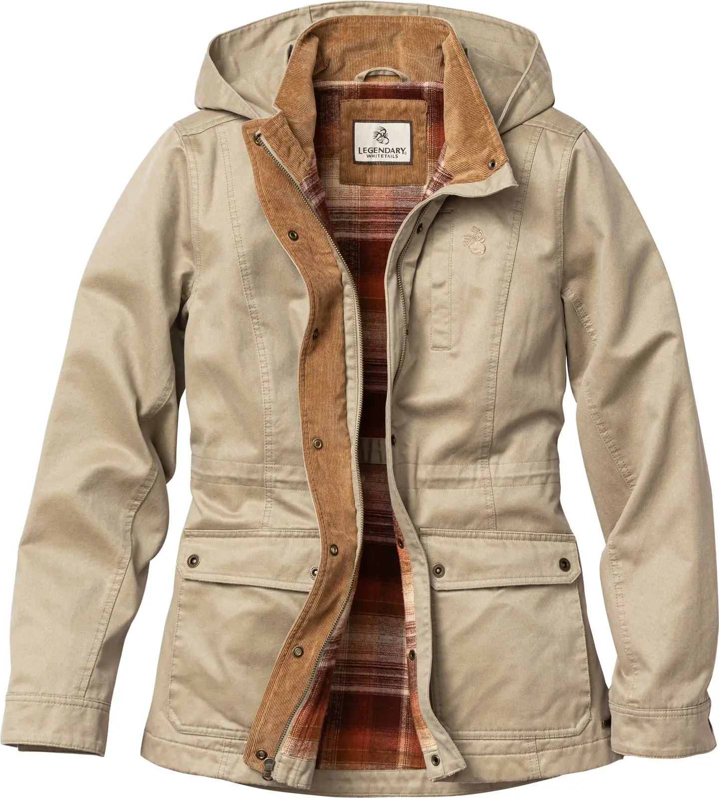 Legendary Whitetails Women's Saddle Country Soft Cotton Flannel Shirt Jacket - Adjustable Zipper, Pocketed Women's Coat, Everyday Shell Outerwear Top