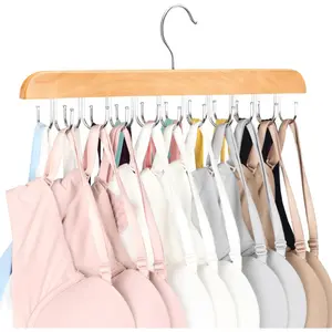 Wardrobe Bra Hanger, Vest Hanger, Storage Hangers, Space Saver Hangers, Foldable Wooden Space-Saving Hanger with Hooks, Wardrobe Storage Rack for Dormitory and Apartment Storage, Can Store Vests, Bras, Scarves, etc.