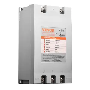 VEVOR 3 Phase Converter - 20HP 70A 220V Single Phase to 3 Phase Converter, 220V Input/Output, Digital Phase Shifter for Residential Light Commercial Use (One Converter for One Motor Only)