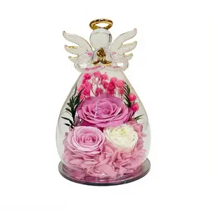 Eternal Rose in Glass Dome with Butterfly - Preserved Real Rose Flower Gift for Her, Mom, Wife - Romantic Valentines Day, Birthday, Christmas, Anniversary Decoration