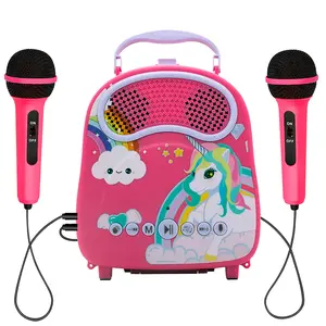 Kids Karaoke Speaker For Boys Girls With 2 Microphones Unicorn Karaoke Singing Machine For Toddler Portable Children KTV Toy With Voice Changer For Christmas Holiday Birthday Party Gift Mini Bluetooth outdoor home