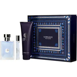 Versace Pour Homme Set-Edt Spray 3.4 Oz & Hair And Body Shampoo 5 Oz & Edt Spray 0.33 Oz Mini For Men