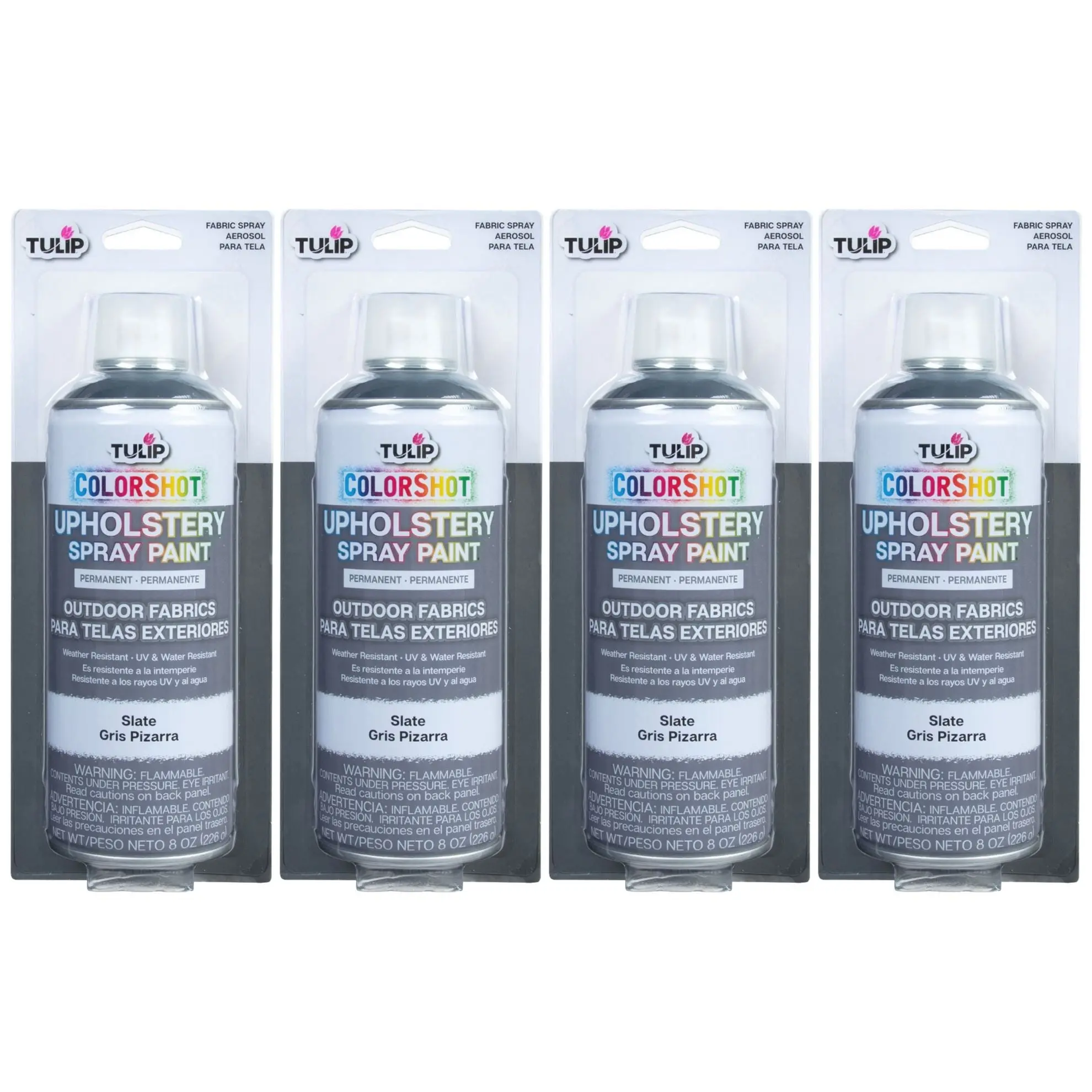 Tulip ColorShot Durable Permanent UV-Resistant Outdoor Fabric Upholstery Paint Aerosol Can, Slate, 4-Pack