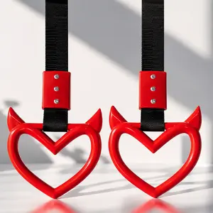 2 Pieces Heart Handle Keychains Car Accessory Heart Hand Strap Drift Charm for Car Interior Exterior Decoration(Red, Devil Style)