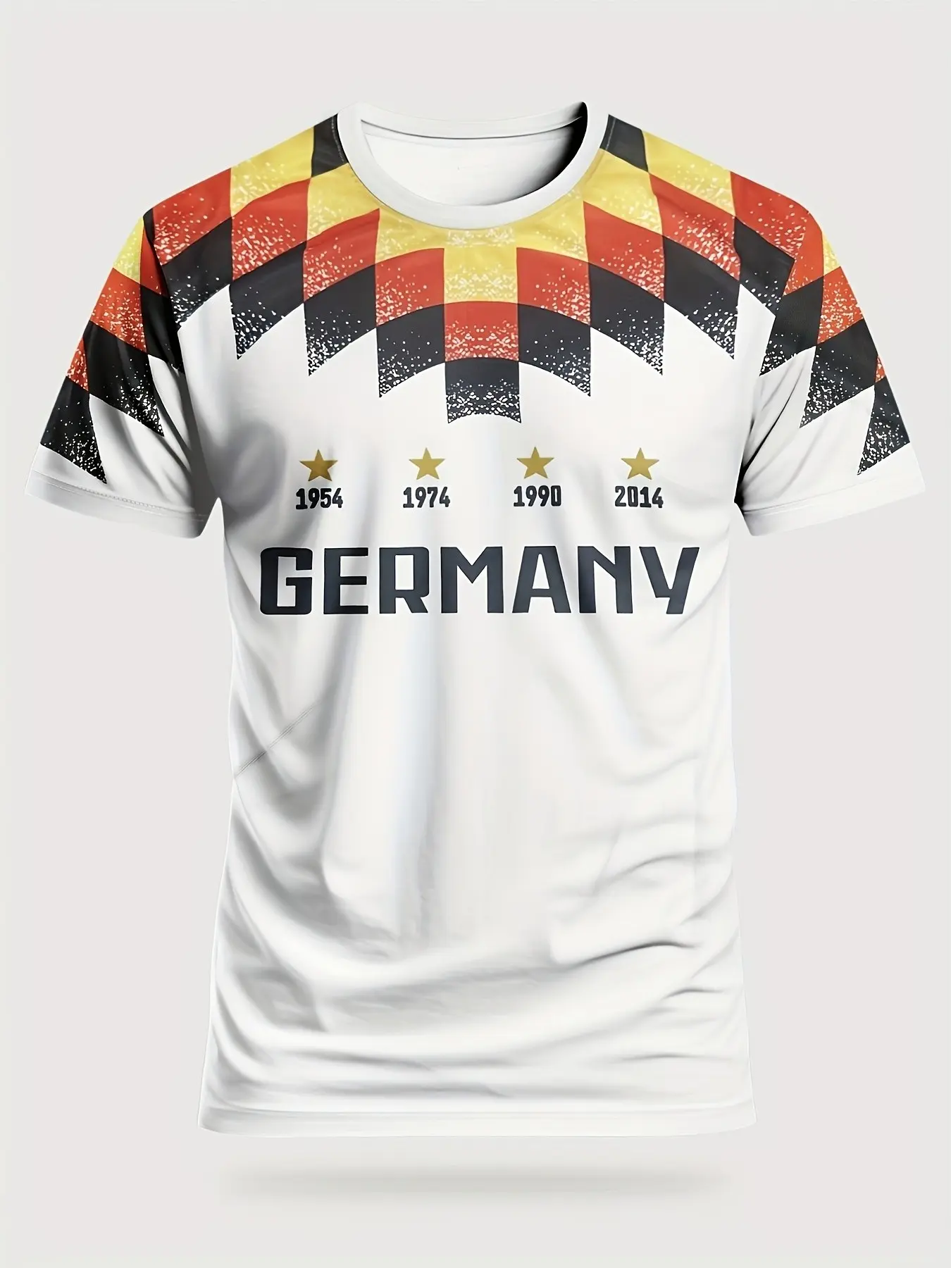 Men's German Retro Sport Football Jersey, Slim Fit Athletic T-Shirt, Breathable Training Top, Lightweight for All Seasons