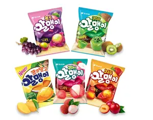 Korean Fruit Jelly Candy – Assorted Chewy Gummy Snacks – 5 Fruity Flavors (Grape, Plum, Lychee, Kiwi, Mango) – Individually Wrapped – Perfect for Kids & Adults (5 Flavor Mix–1.26oz(36g) × 5pack)