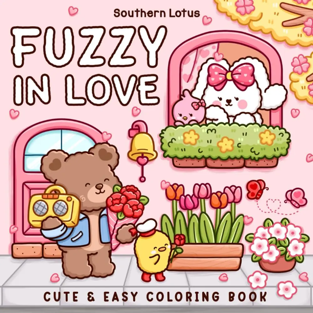 Fuzzy In Love: Coloring Book for Adults and Teens Featuring Little Fuzzy Animals in Love Moments and Cozy Activities, Cute Designs for Relaxation