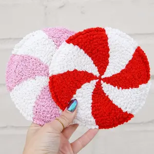 Peppermint Mug Rugs, Pink & Red Peppermint Coasters
