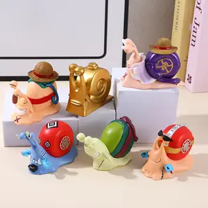 One Piece Figures Anime Snail Telephone Bug Collection 9 Unique Snail Figurines for Collectors Desktop Ornaments Playful Anime Themed Decor