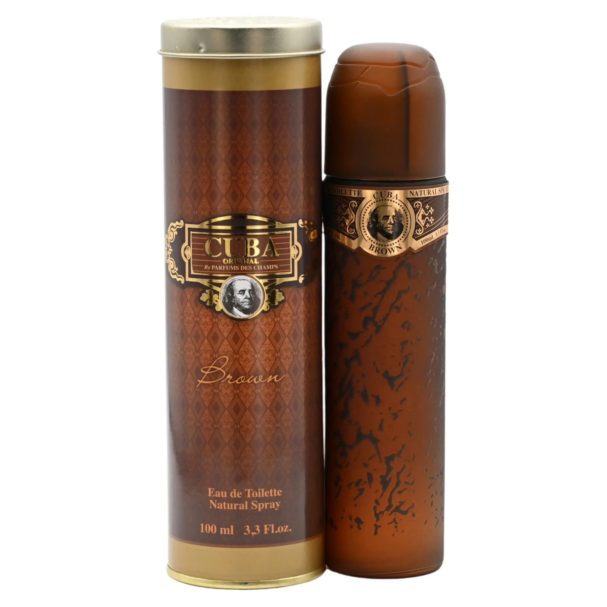 Cuba Brown Men's Woodsy Blend Fragrance Spray - Eau de Toilette (EDT) 3.3oz/3.4oz, Masculine Sweet Aroma, New Box Packaged Bottle Men's Fragrance, Ideal for Pre-Outing Use