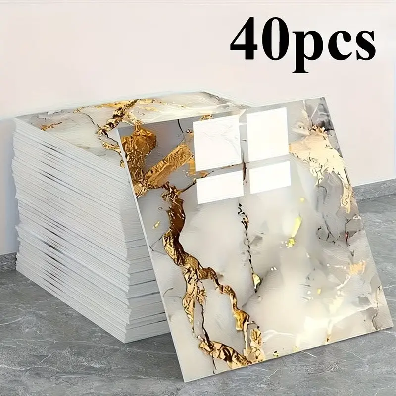 Self-Adhesive Waterproof Faux Marble Finish Marble Wall Stickers, Faux Tile Wallpaper for Renters, DIY Home Decor, Moisture Resistant, Easy Installation
