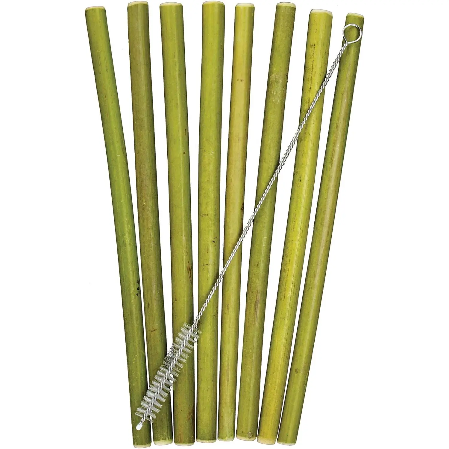 8-Pack Reusable Bamboo Drinking Straws, Dishwasher Safe