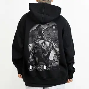 Women's Oversized Loose Longsleeves Hoodie Sweatshirt - Dga David Gonzales Ride Or D-E Biker Motorcycle Mc Lowrider Graphic Top, Cotton-Polyester Chicano-Inspired Lady's Comfortable Fabric Clothes