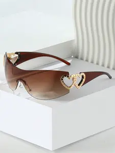 Heart Cut-Out Frameless Fashion Glasses, Perfect for Parties Travel Beach Vacations Holiday Gifts, Stylish Unisex Eyewear Accessories