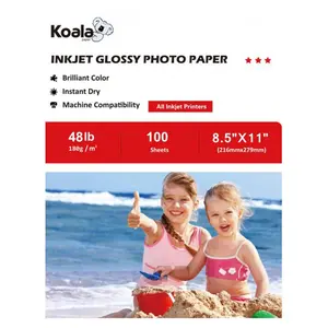 Koala 180gsm Inkjet Glossy Photo Paper 100 Sheets 48lb Fast Dry High Color Consistency Vivid Printing for Inkjet Printers