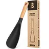 Cooking Spoon for Nonstick Cookwares, Great for Cooking and Serving Durable BPA-Free Matte Silicone, Wood Handle Spoon for Mixing, Scoop, and Scrape