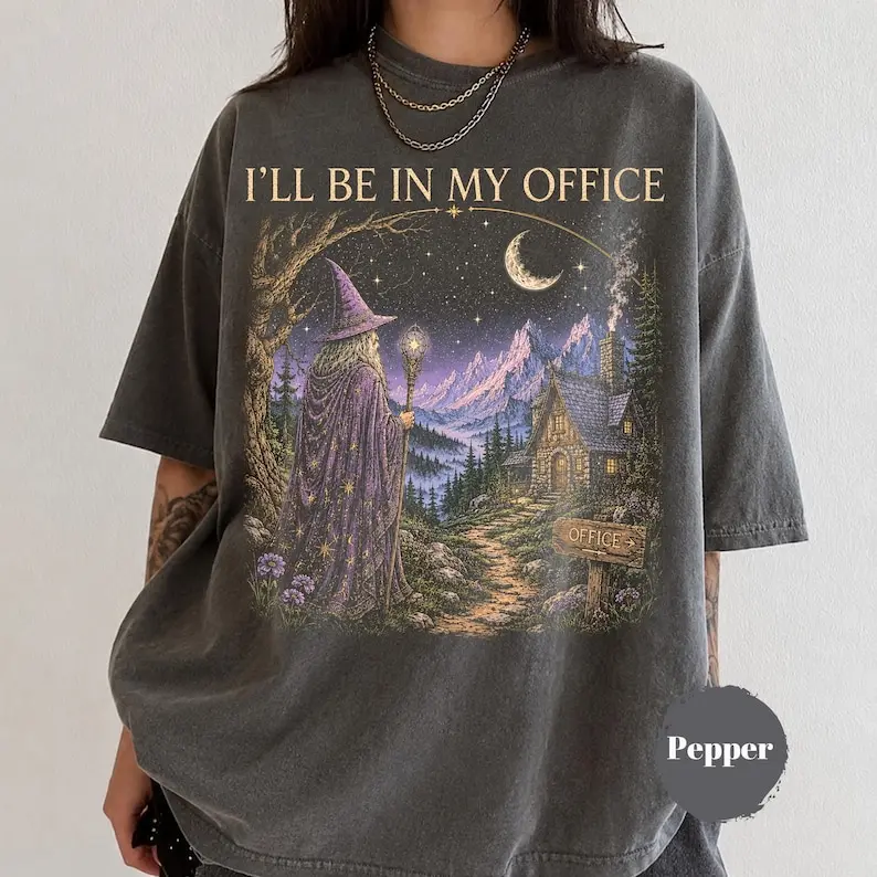 Comfort Colors I'll Be In My Office T-shirt, Vintage Fantasy Wizard Graphic Tee, Funny Renaissance Faire Tshirt, Medieval Mage Apparel Gift