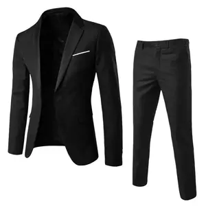 Men's Slim Fit Two-Piece Suit Korean Style Classic Lapel Formal Suit Soft Skin-Friendly Wear Resistant Business Dress Suit for Daily Commute Wedding Groomsman Formal Events