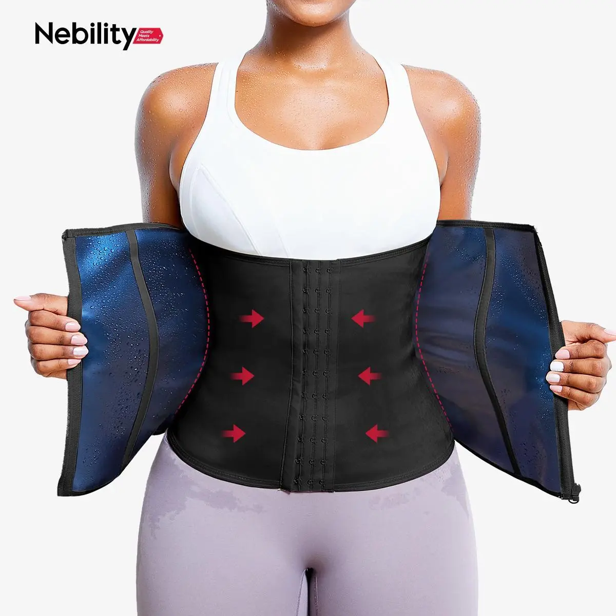 【LIVE】Nebility Women's Compression Waist Shaper Sauna Suit, Waist Trainer Corset, Tummy Wrap Workout Sweat Belt Shapewear for Fitness