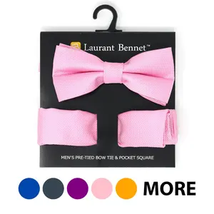 Laurant Bennet Poly Woven Banded Bow Tie & Hanky Set
