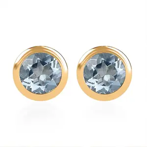 Shop LC D'Joy Poke Free Aquamarine 0.50 ctw Stud Earrings in 18K Vermeil Yellow Gold Over Sterling Silver