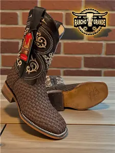 Petatillo Botas para Hombre Punta Rodeo Piel Genuina / Men's Square Toe Petatillo Genuine Leather