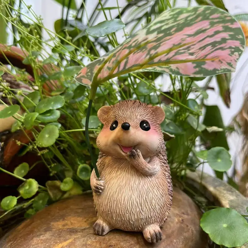 Cute Resin Hedgehog Statue Ornament, Whimsy Charm, Outdoor Garden Decor, Patio Lawn Bonsai Decoration, Resin Craft Gift, Yard Art Sculpture, Garden Sculptures Statues, Garden Animal Statues, Outdoor Garden Accessory