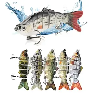 KratosXpedition Bass Fishing Lures Hard Swimbait Slow Sinking Multi Jointed Segmented Crankbait with Sharp Treble Hooks for Freshwater and Saltwater