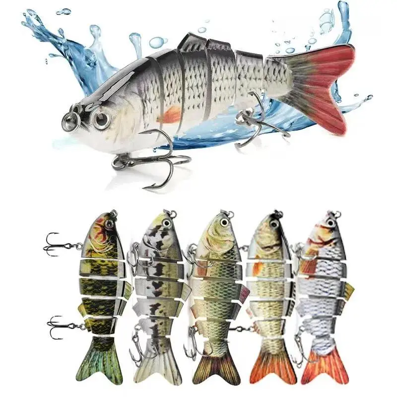 KratosXpedition Multi-Jointed Slow-Sinking Hard Swimbait Fishing Lure, Segmented Crankbait with Sharp Treble Hooks for Freshwater, Saltwater