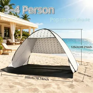 1pc Automatic Pop Up Beach Tent, quick auto open design, lightweight and easy to carry. Built with large mesh windows for smooth air circulation and clear outward view. Works as practical sun shelter, ideal for beach, park, sports events and camping outdo