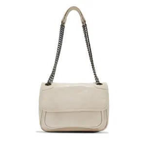 Alicia Quilted Flap Crossbody Bag - Ivory