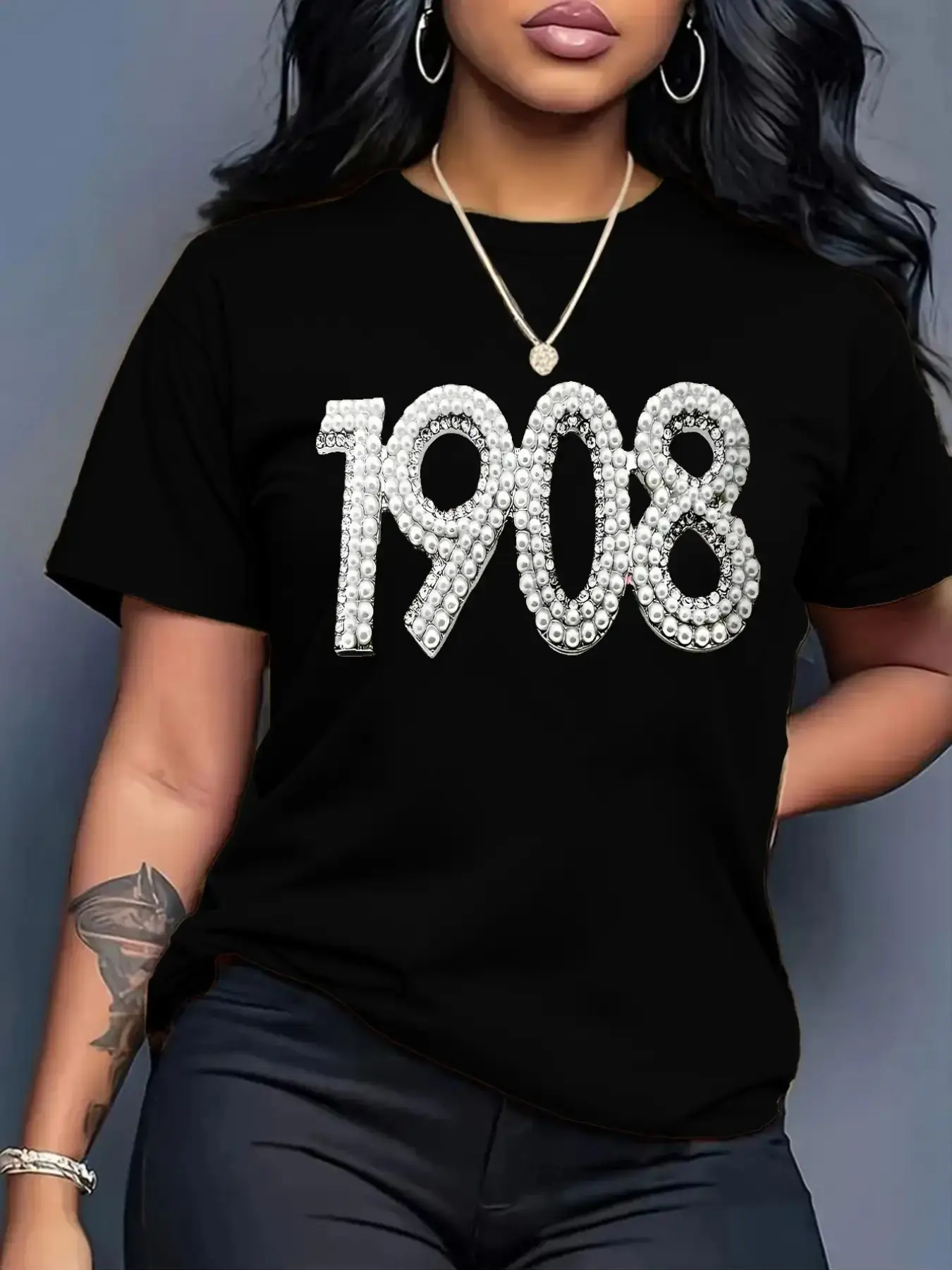 1908 Retro T-Shirt, Pearl, Fashion Red Sisters Club Art Print, Summer Comfortable Fit Premium Pure Top, Machine Washable Durable, Comfortable Breathable Fabric, Women's Casual T-Shirt, Daily Comfortable Loose Shirt