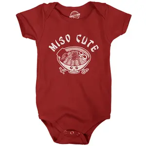 Miso Cute Baby Bodysuit Funny Hilarious Gift Shower Graphic Jumper for Infants Funny Baby Onesies Food Clothes for Baby Funny Food Onesie Novelty Onesie Red