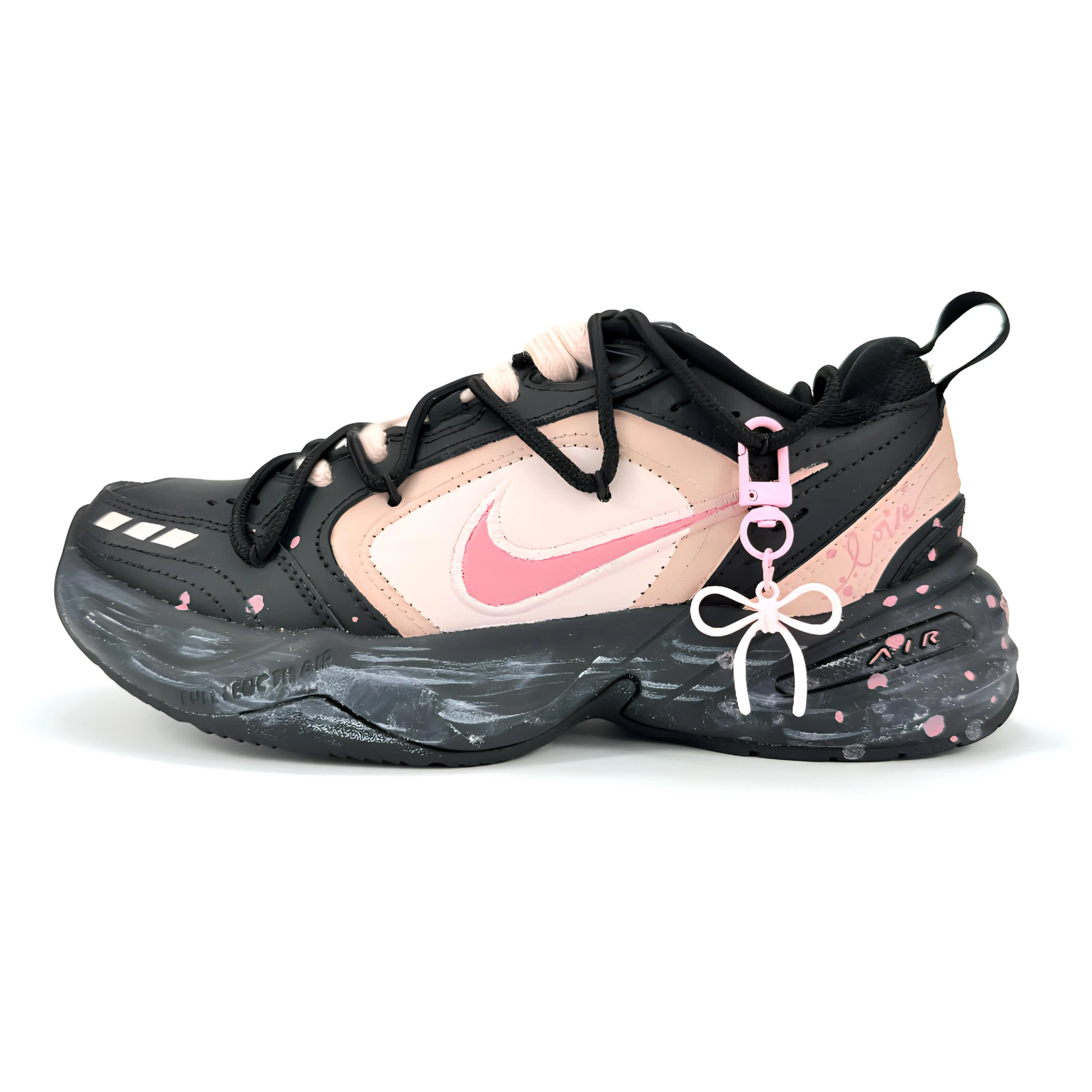 Nike Air Monarch 4 Custom Hand-Painted Splatter Low-Top Lifestyle Sneakers - Men's/Women's House White Official Maison Mihara Shoes
