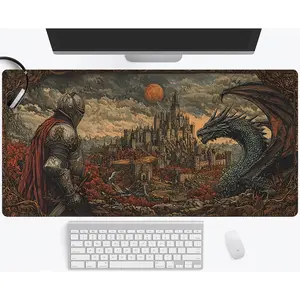 [Smooth Gaming Mouse Pad] Ultra-Smooth Medieval Knight & Dragon Gothic Castle Gaming Mouse Pad