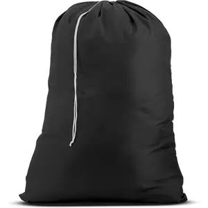 Nylon XL Laundry Bag, Large Capacity with Locking Drawstring, Machine Washable, Fits Laundry Baskets or Hampers, Holds 2 Loads of Clothes (Black, 30" x 40")