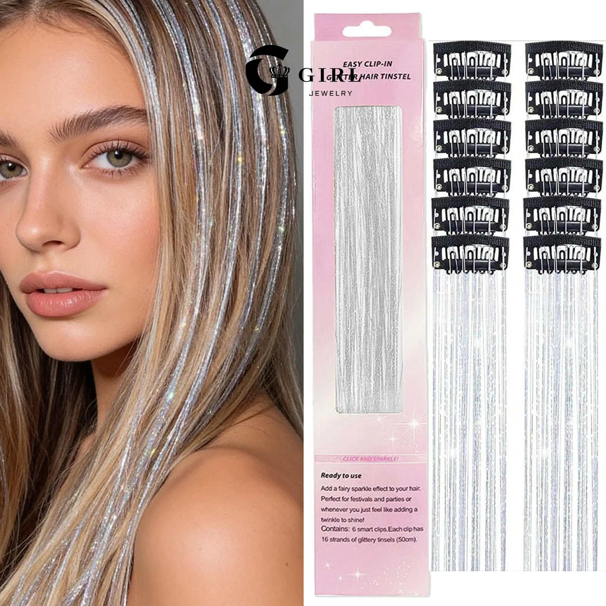 GGIRL sequined hair extensions seamless hair extensions laser-cut gold thread shimmering ribbon hair extensions exquisite and stylish perfect for parties summer beach outfits everyday wear and holiday gifts