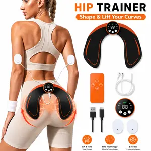 Rechargeable EMS Hip Trainer & Butt Lifting Muscle Stimulator for Men & Women, Portable TENS Massager with Remote & Extra Electrode Pads for Full Body Toning, Soreness Relief, Home Fitness