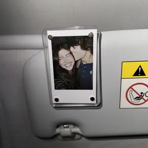 2Pcs Clear Acrylic Magnetic Photo Clip for Car Sun Visor, 2.36"×3.54" Picture Frame Holder Fits Polaroid Go Instax Mini, Stylish Car Accessory, Ideal Couples Gift Graduation Gift Men's Gift Father's Day Gift,Anniversary