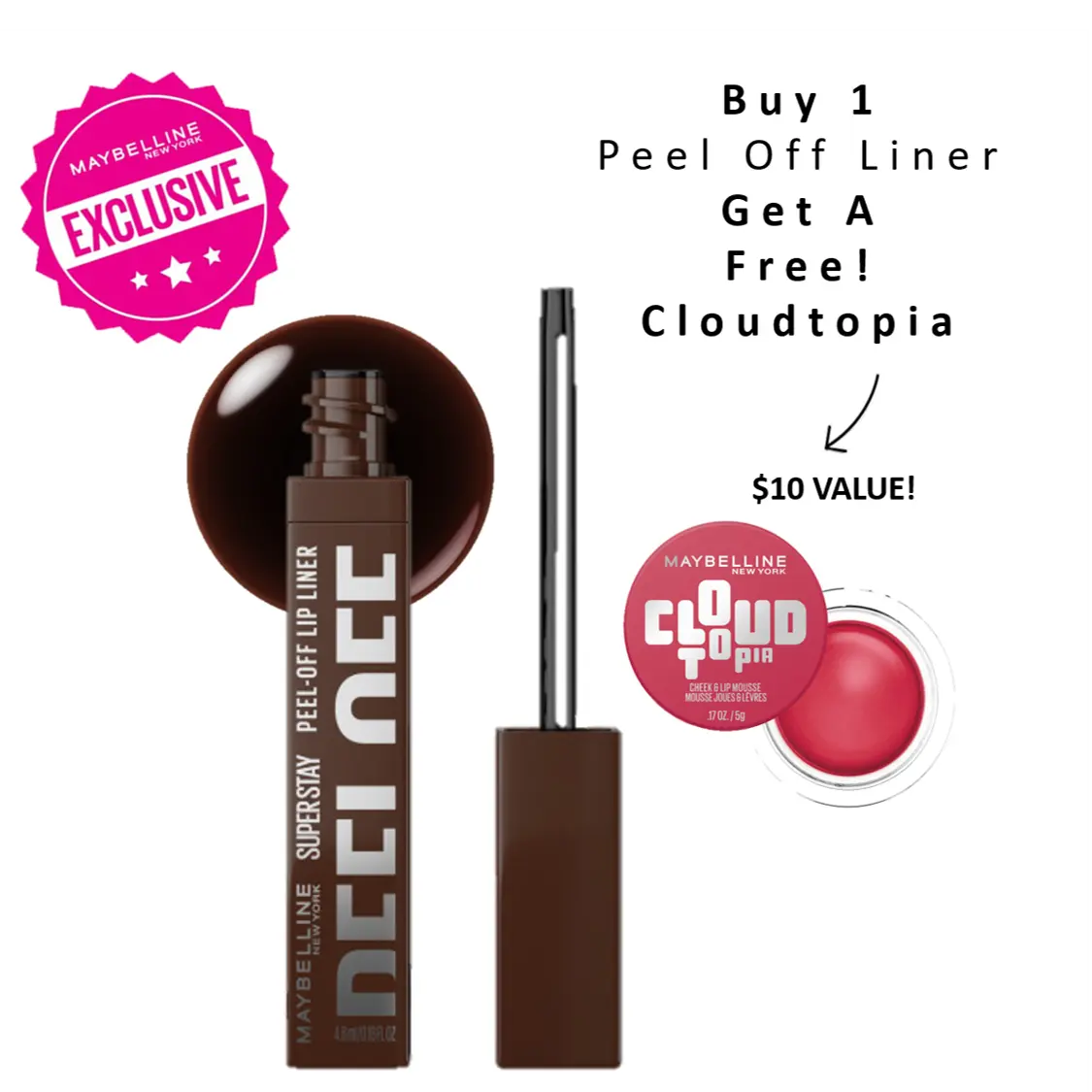 [NEW]:  Peel Off Liner Lip Stain, Up to 24H, Tattoo-like Wear, Maybelline New York