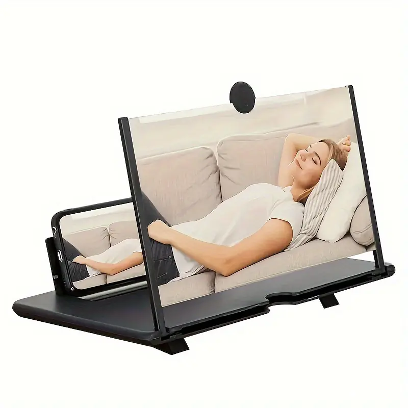 10-in Smartphone Screen Magnifier Accessories, Foldable Compact Mobile Stand with Adjustable Bracket, Portable Home Video Movie Game Amplifier (Black) Home Accessories