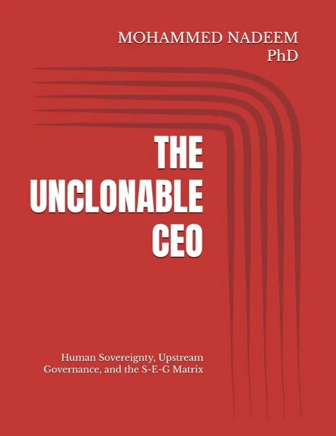 The Unclonable CEO: Human Sovereignty, Upstream Governance, and the S-E-G Matrix