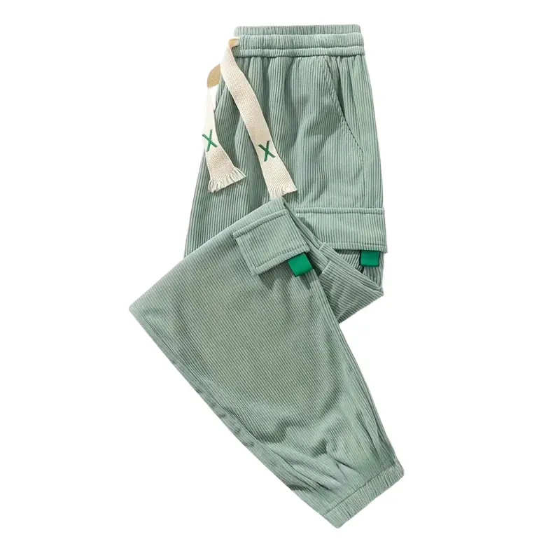 Men's Classic Stylish Warm Corduroy Extra Long Plus Size Plain Work Jogger Pants - Elastic Waist, Drawstring, Multi-Pockets, Regular-Leg, Fitted Polyester Menswear for Outdoor Casual, Sport, Activewear (2XL)