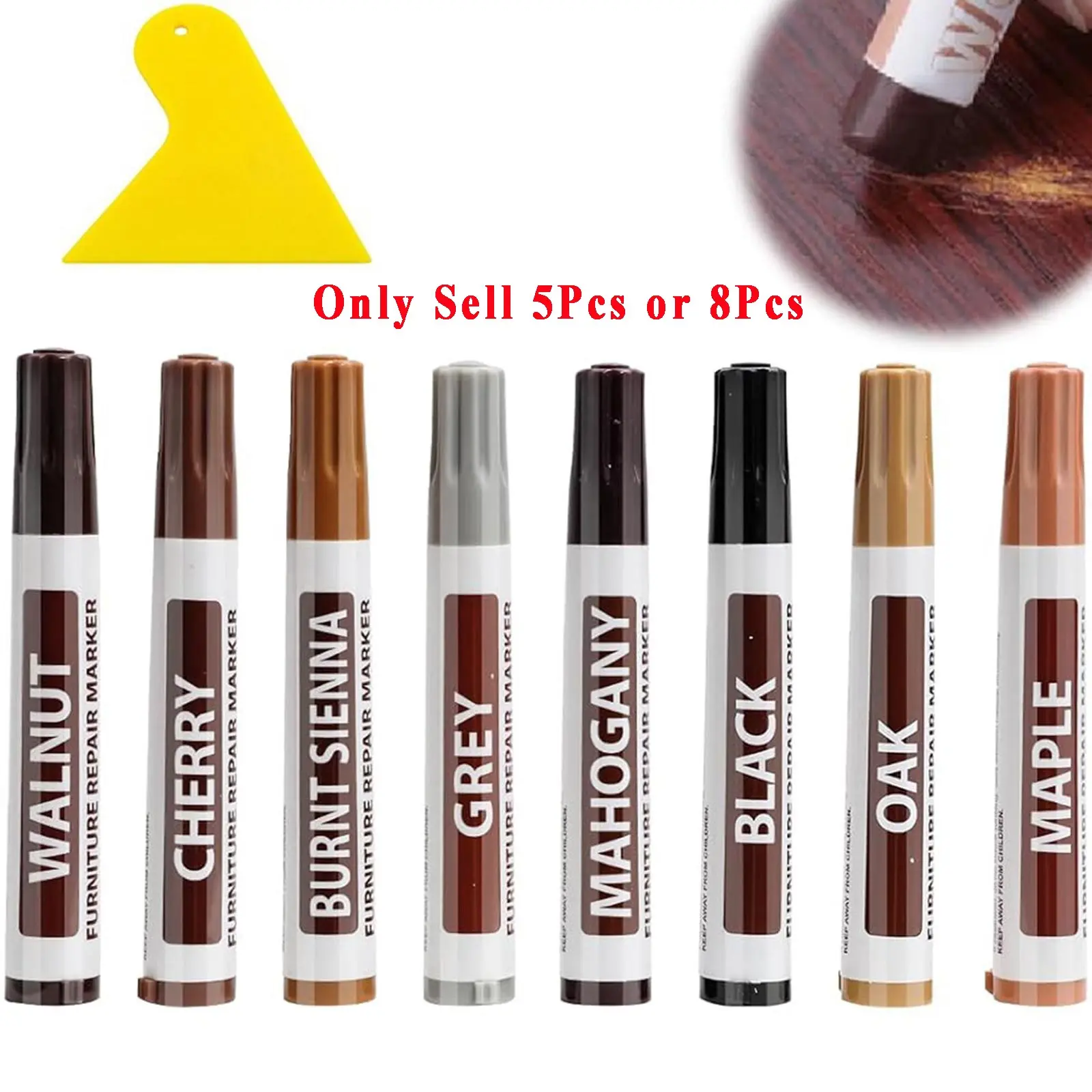 Floor Repair Pen Set, Paint Markers, Wooden Vinyl Flooring Furniture Restoration Kit, Hard Wax Pencil for Scratches, Stains, Cracks, Holes, Door, Cabinet, Table