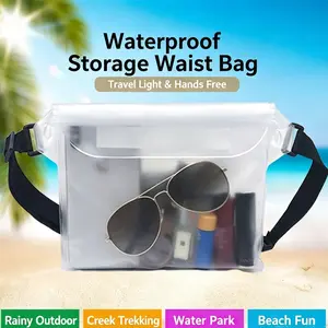 2/1-Piece Waterproof Waist Pack Set — Includes a Transparent, Waterproof Phone Pouch with Waist Belt and a Floating Waterproof Bag; Ideal for Travel, Beach Trips, and Outdoor Pool Activities; The Perfect Waterproof Storage Solution for Outdoor Adventures.