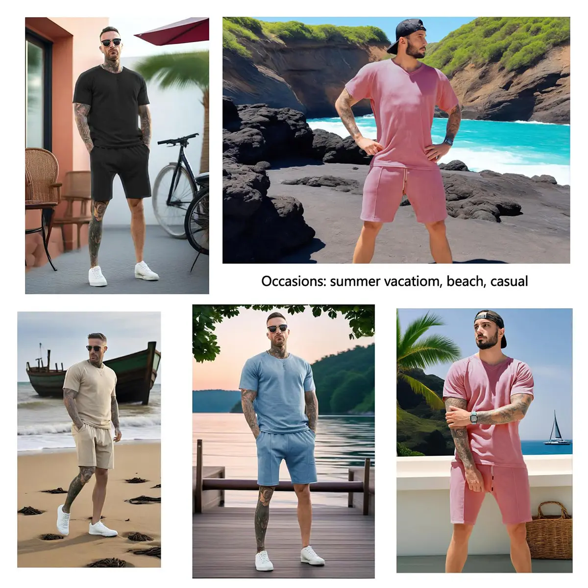 GINGTTO Mens Short Sets 2 Piece Outfits Fashion Summer Tracksuits Casual Set Fathersdaygift
